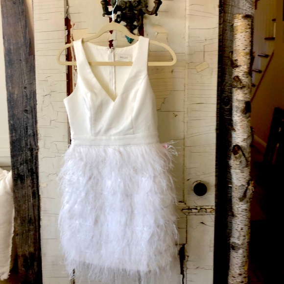 BHLDN Dresses & Skirts - BHLDN Anthem White/Ivory Feather Mini Dress